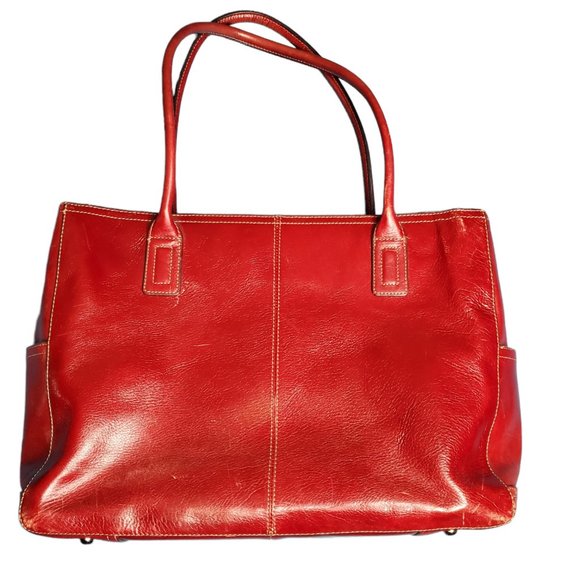 Fossil Bags Fossil Red Leather Top Handle Large Organizer Satchel